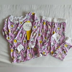 Little Sleepies NWT Breakfast Buddies Bamboo Pajama PJs Set Pink Size 2T - Flaw